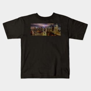 Manhattan Skyline at Night Kids T-Shirt